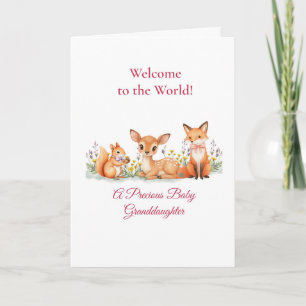 Baby Granddaughter Welcome Woodland Animals Card