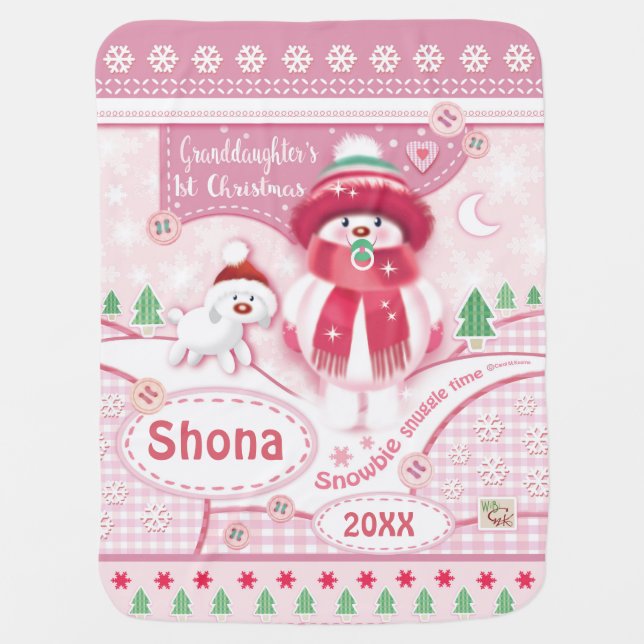 Baby Granddaughter's 1st Christmas Baby Blanket (Front)