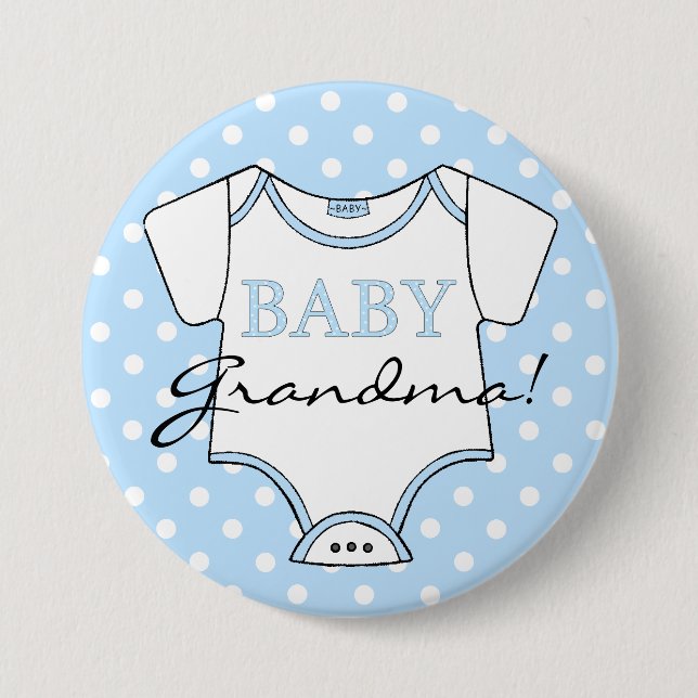 Baby Grandma Blue With White Dots Pinback Button (Front)