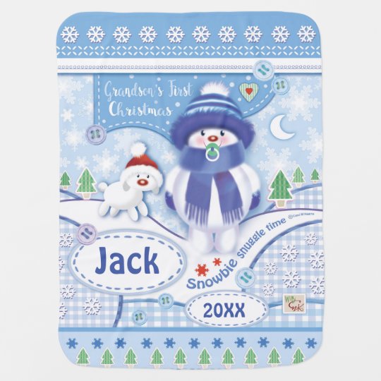 Baby Grandson's, Cute, 1st Christmas Baby Blanket | Zazzle.com