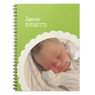 Baby green dot scallop circle custom photo journal