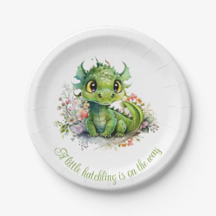Baby Green Dragon Baby Shower Paper Plates