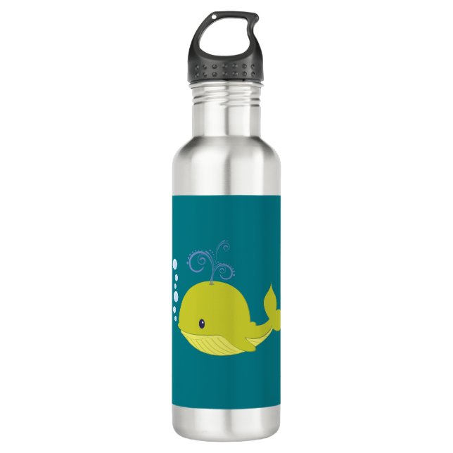 Baby Green Whale Stainless Steel Water Bottle (Front)