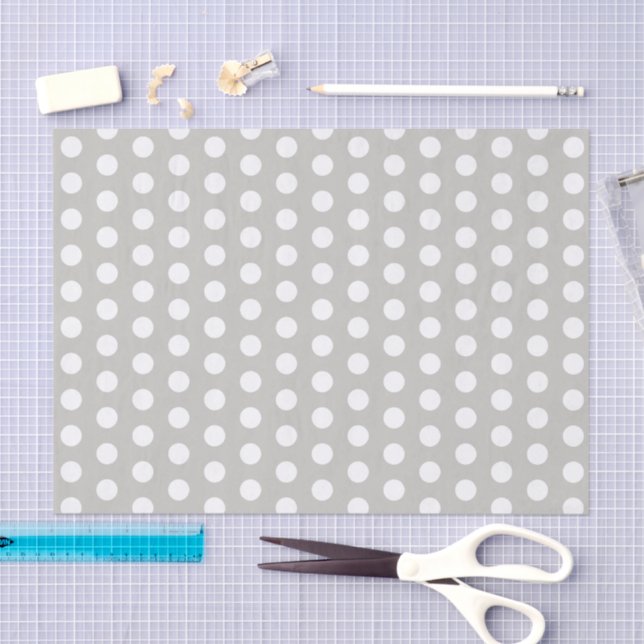 Baby grey and white polka dots tissue paper (Craft)