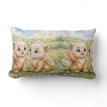 Baby Griffin Wildflower Pillow – Whimsical Meadow