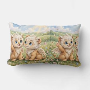 Baby Griffin Wildflower Pillow – Whimsical Meadow 