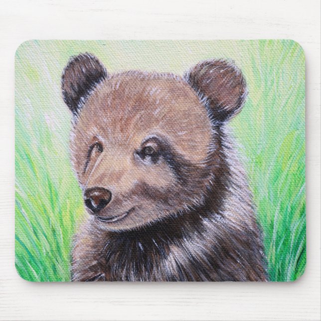 Baby Grizzly Bear Painting Mouse Pad (Front)