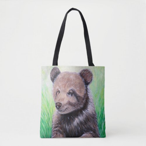 Baby Grizzly Bear Painting Tote Bag