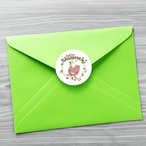 Baby Groot Lets Shamrock Classic Round Sticker