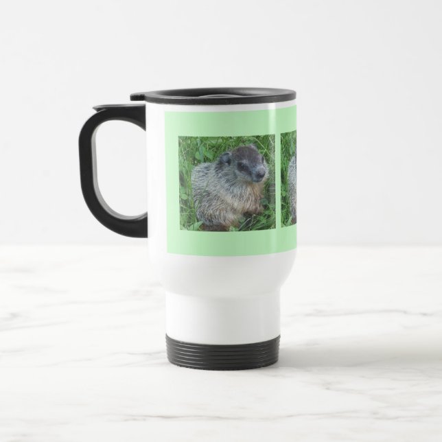Baby Groundhog 15 Oz Travel Mug (Left)
