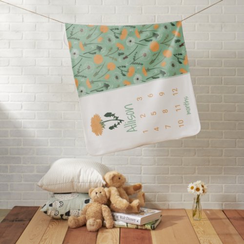 Baby Growth Tracker Milestone Floral Baby Blanket