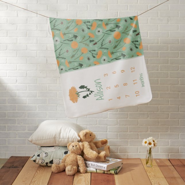 Baby Growth Tracker Milestone Floral Blanket (In Situ)