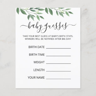 Baby Guesses Baby Prediction Baby Shower game card