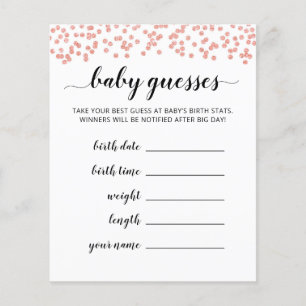 Baby Guesses Baby Prediction Baby Shower game card
