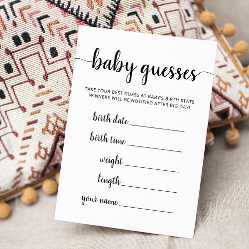 Baby Guesses Game Baby Shower Party Card