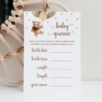 Baby Guesses Game Baby Shower Teddy Bear Card