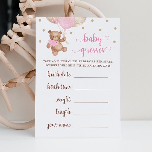 Baby Guesses Game Baby Shower Teddy Bear Invitation