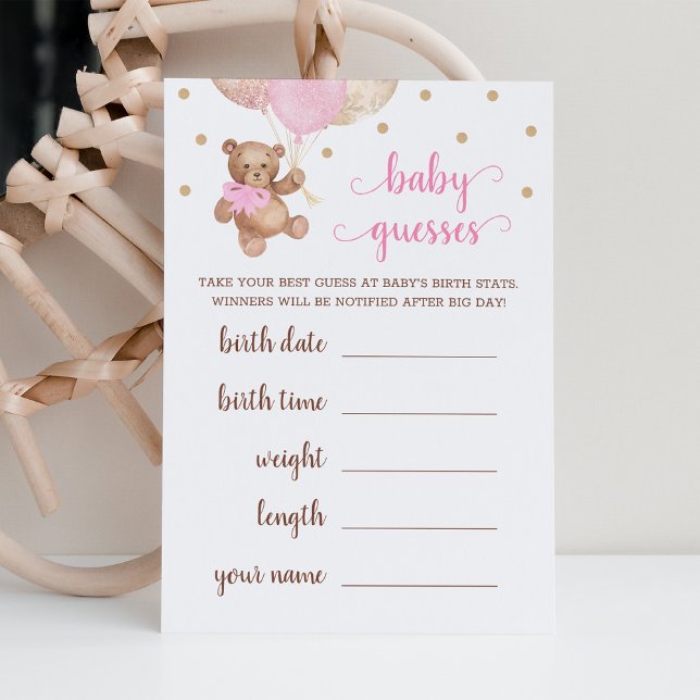 Baby Guesses Game Baby Shower Teddy Bear Invitation (Creator Uploaded)