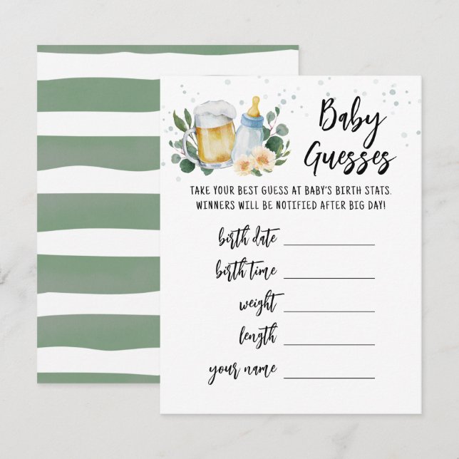 Baby Guesses Predictions Baby Is Brewing card (Front/Back)