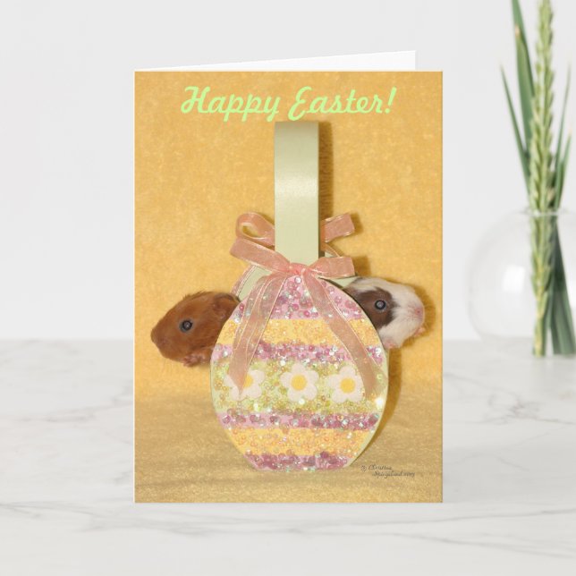Baby Guinea Pigs Happy Easter Basket Card (Front)