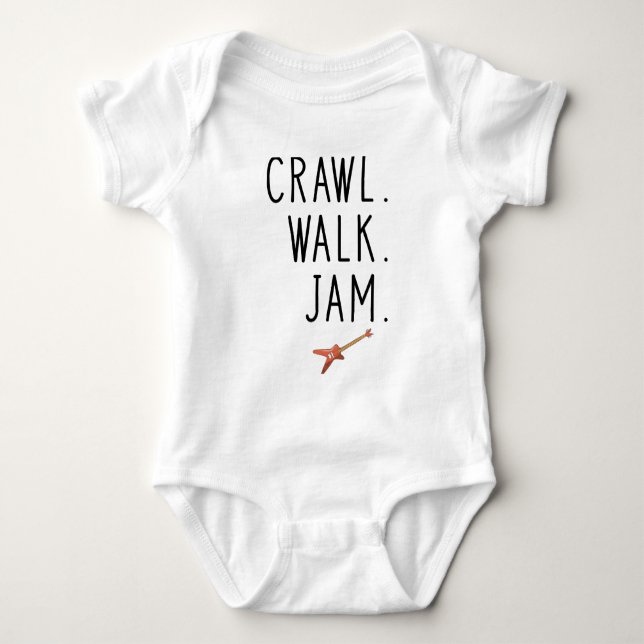 Baby Guitar Rock Music - Crawl Walk Jam Guitar Baby Bodysuit (Front)
