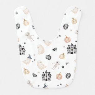 Baby Halloween skeleton ghost pumpkin castle - my Bib