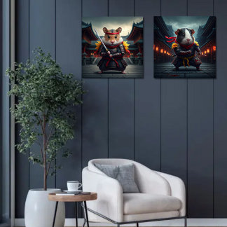 Baby Hamster and Guinea Pig Ninjas Print Set of 2