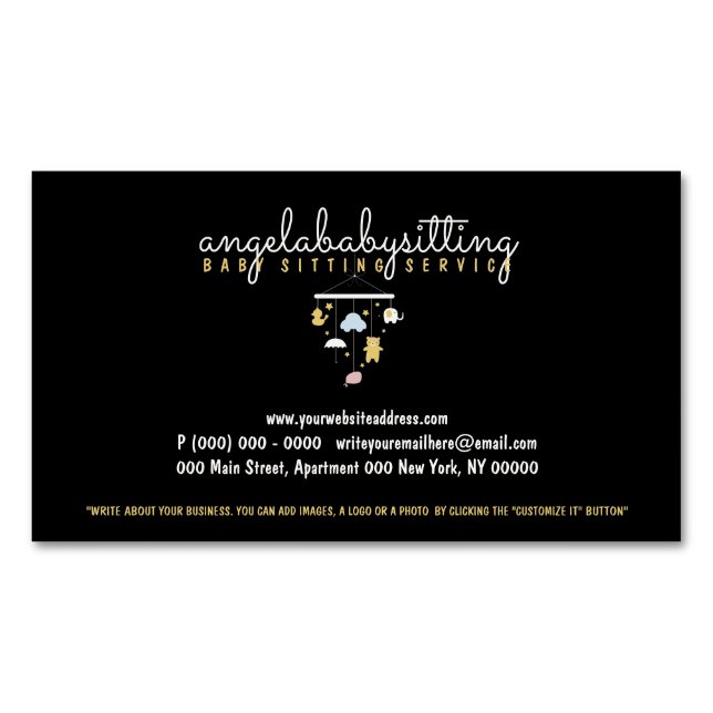Baby Hanging Toys Duck Elephant Cloud Business Card Magnet (Front)