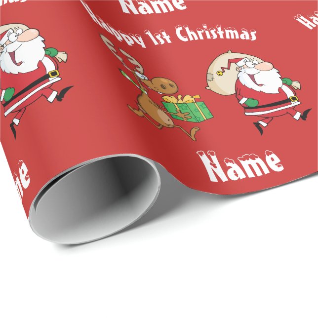 BABY Happy 1st Christmas Personalised Funny Wrapping Paper (Roll Corner)