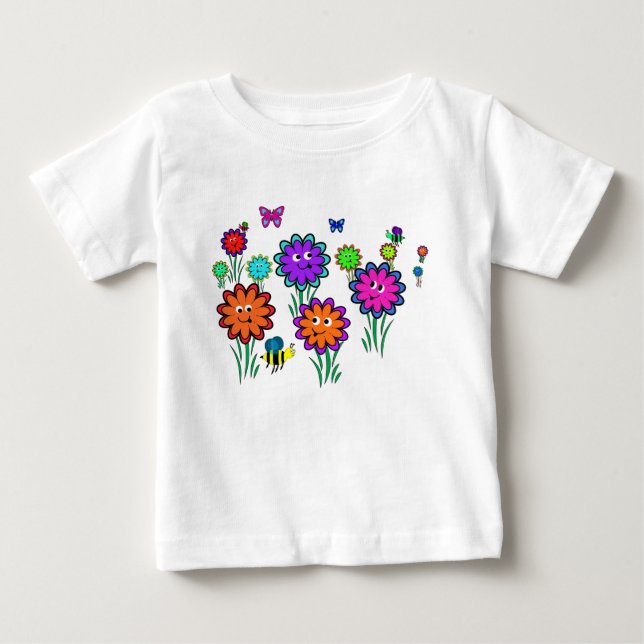 Baby Happy Flowers Baby T-Shirt (Front)