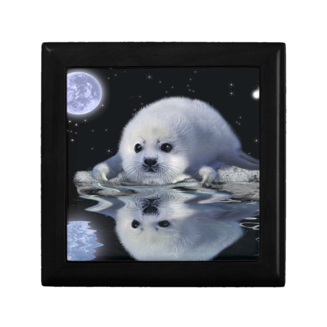 Baby Harp Seal in Ice Floe Art Tile Gift Box (Front)