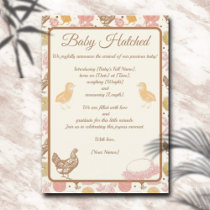 Baby Hatched Chicken Girl Birth Announcement