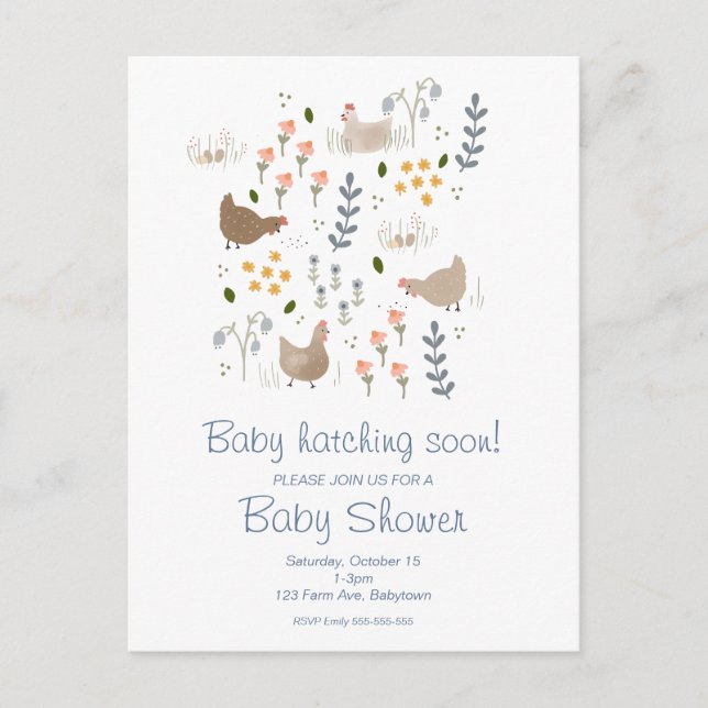 Baby Hatching Soon Chicken Baby Shower Invitation  (Front)