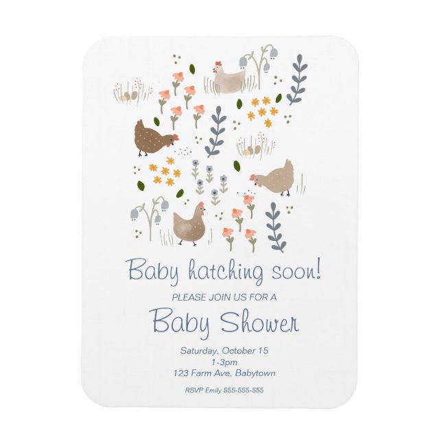 Baby Hatching Soon Chicken Baby Shower Invitation Magnet (Vertical)