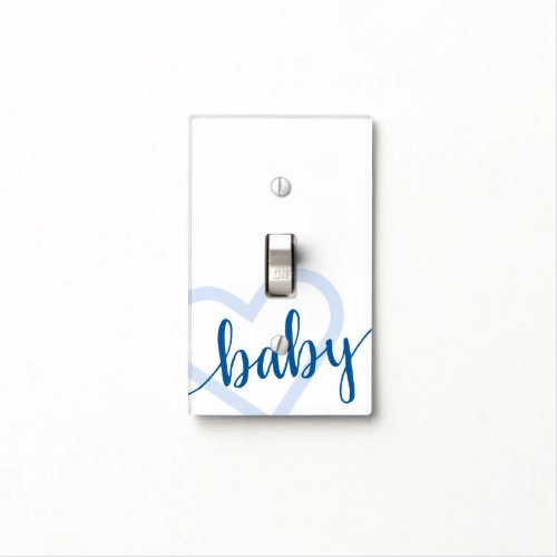 Baby Heart  Bright Classic Blue Flourish Script Light Switch Cover