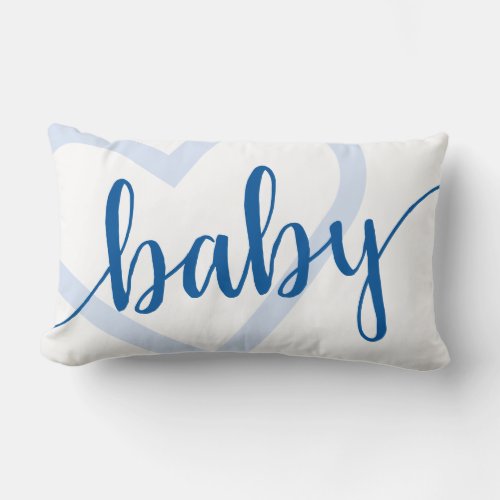 Baby Heart  Bright Classic Blue Flourish Script Lumbar Pillow