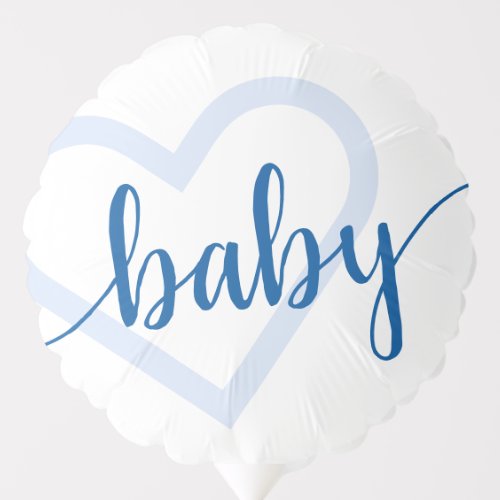 Baby Heart  Bright Classic Blue Script Flourish Balloon