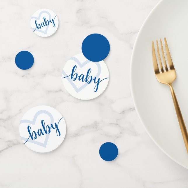 Baby Heart | Cerulean Blue Classic Flourish Script Confetti (Group)