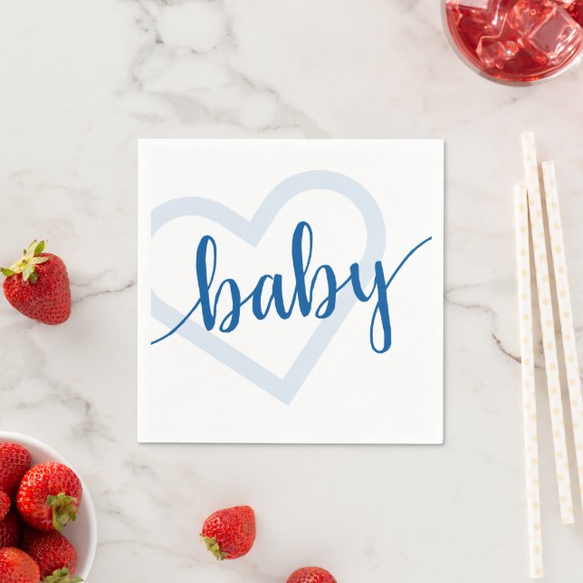 Baby Heart | Cerulean Blue Classic Flourish Script Napkins (Insitu)