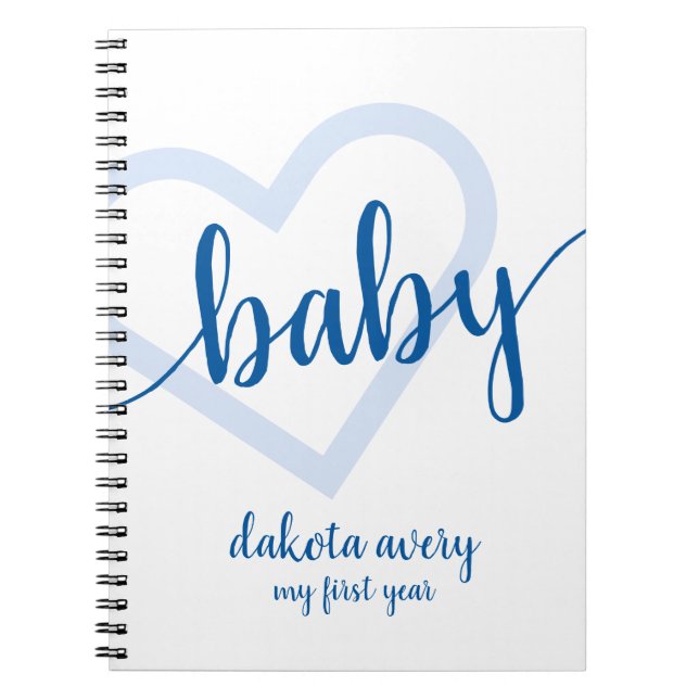 Baby Heart | Cerulean Blue Classic Flourish Script Notebook (Front)