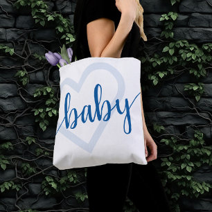 Baby Heart Cerulean Blue Classic Flourish Script Tote Bag