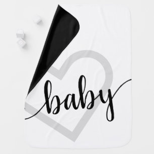 Baby Heart   Classic Black Flourish Script Baby Blanket