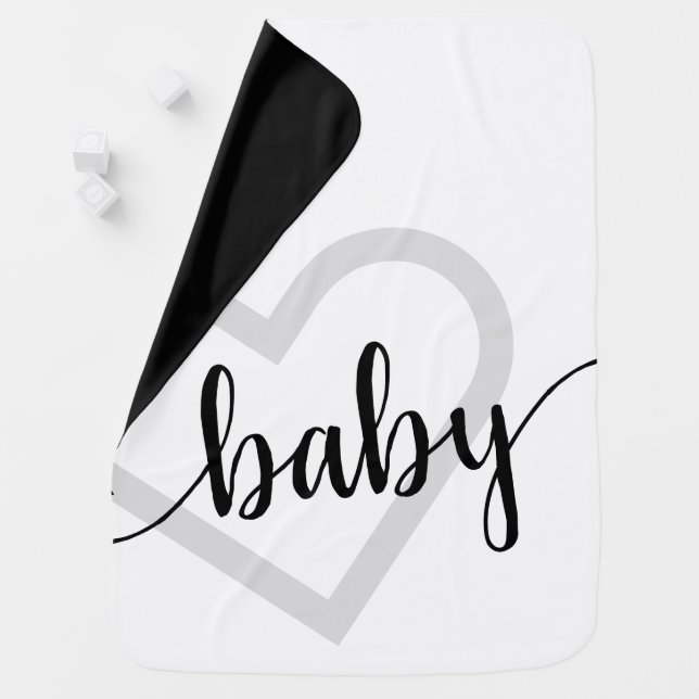 Baby Heart | Classic Black Flourish Script Baby Blanket (In Situ)