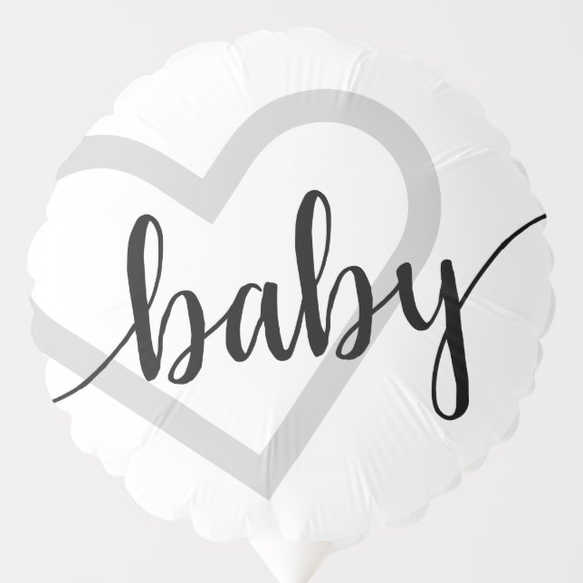 Baby Heart | Classic Black Script Flourish Balloon (Front)