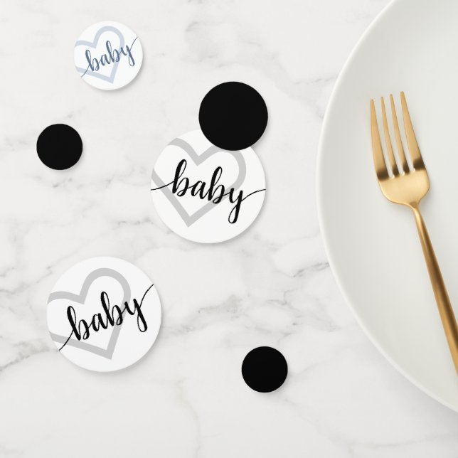 Baby Heart | Classic Black Script Flourish Confetti (Group)