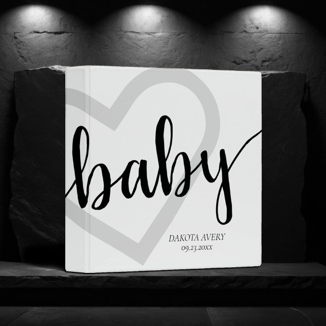Baby Heart | Classic Black Script Photo Scrapbook 3 Ring Binder (Creator Uploaded)