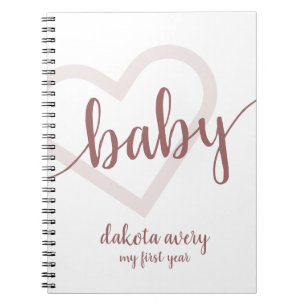 Baby Heart Desert Rose Taupe Flourish Custom Notebook