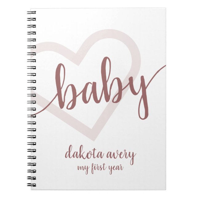 Baby Heart | Desert Rose Taupe Flourish Custom Notebook (Front)