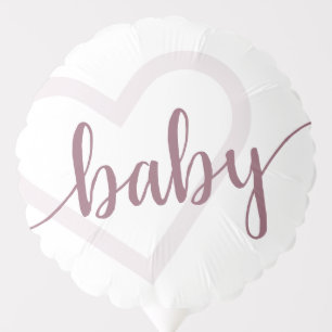 Baby Heart Desert Rose Taupe Flourish Script Balloon