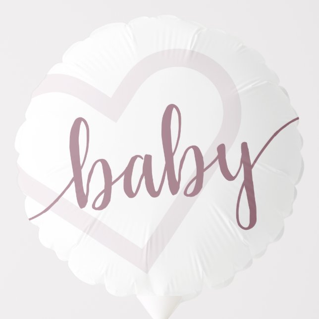 Baby Heart | Desert Rose Taupe Flourish Script Balloon (Front)